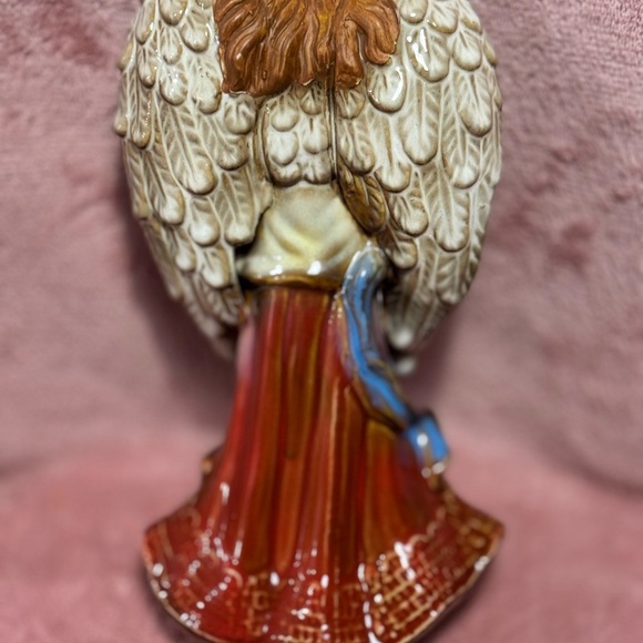 Ceramic Angel Figurine in Red and Blue - Picture 3 of 5